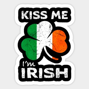 Kiss Me, I'm Irish Shamrock Ireland Flag Sticker